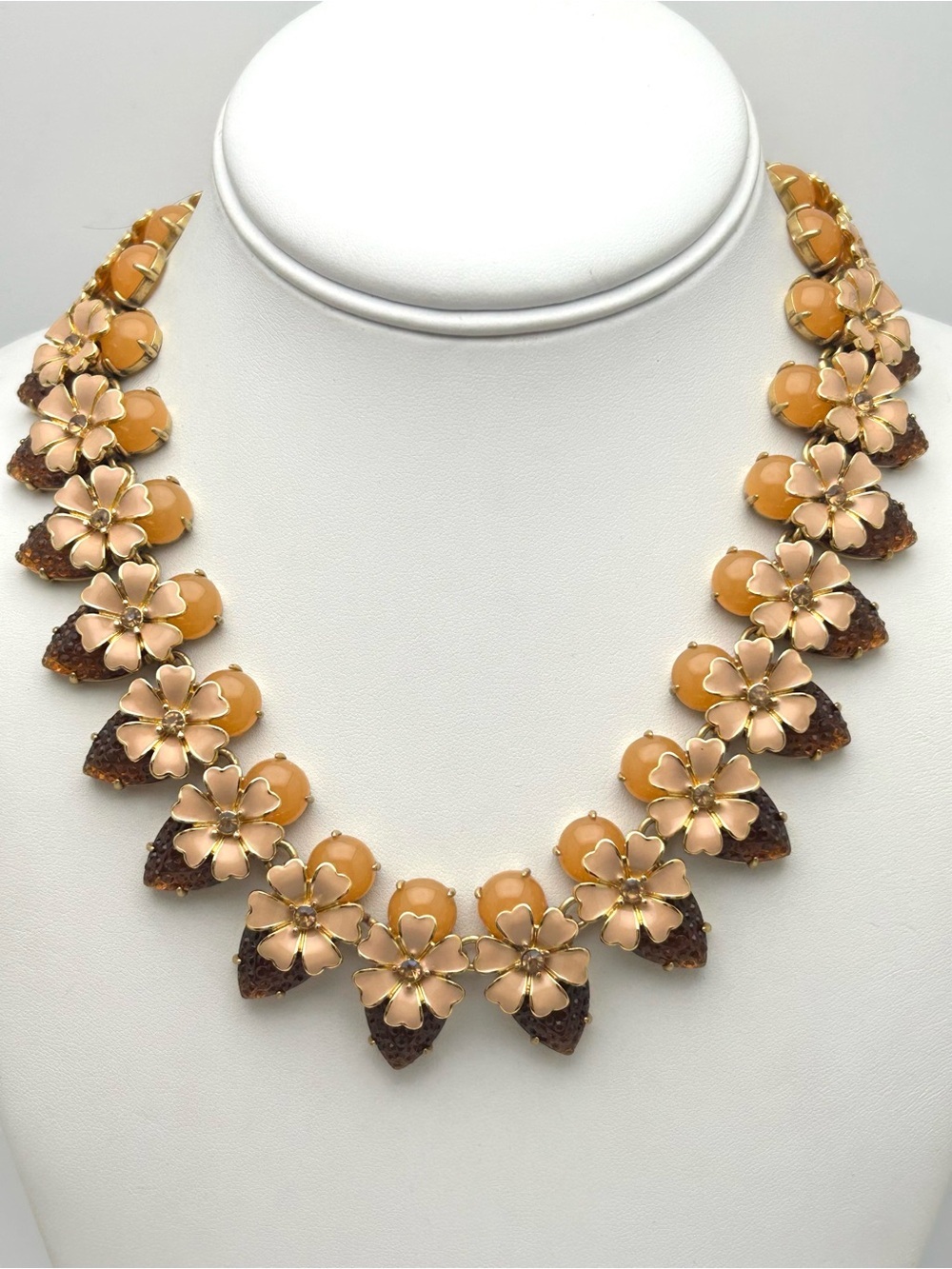 J. Crew Peach Flower Strawberry Jeweled Necklace